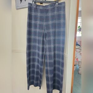 Eclipse Blue Wide Leg Plaid Women's Pants